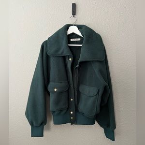 NWOT, Free People Shasta Snap-Up Fleece Bomber Jacket, size Large